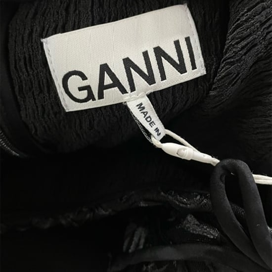 Ganni Mini-Kleid aus schwarzem Polyester mit schulterfreiem Tüllband - Image 3