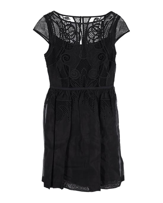 Temperley London Spitzenkleid mit kurzen Ärmeln aus schwarzer Baumwolle - Image 1