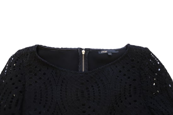 Maje Minikleid mit Cut-out-Spitze aus schwarzer Baumwolle - Image 6