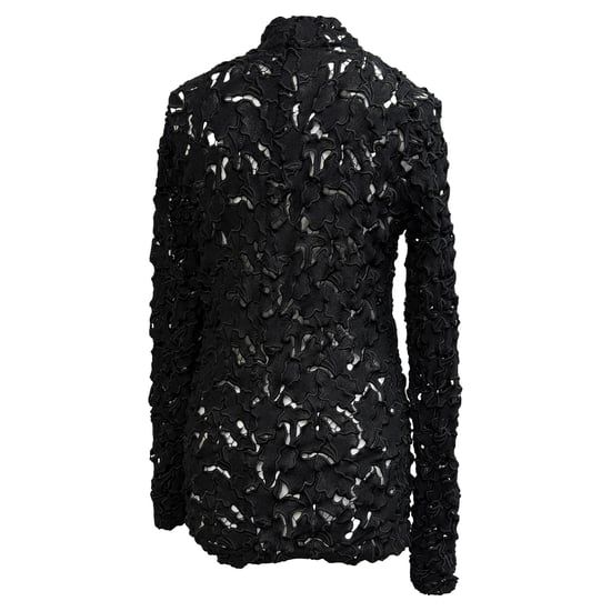 Bottega Veneta Bluse mit Stehkragen und Spitzenmuster aus schwarzem Polyester - Image 3