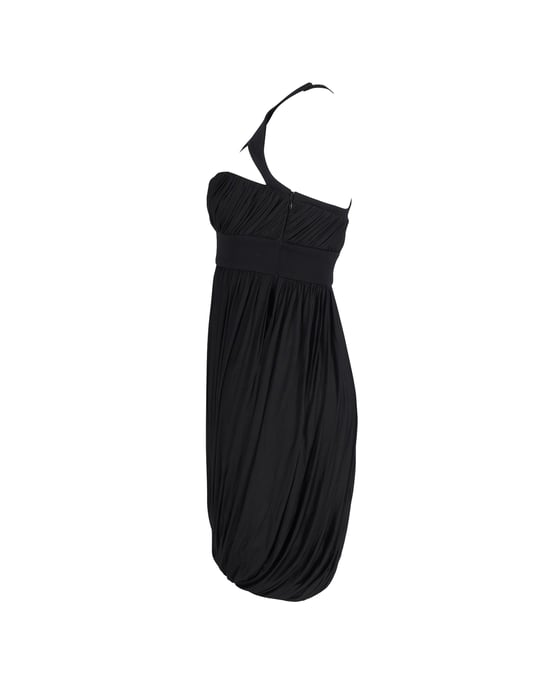 Versace Minikleid mit gerafftem Harness-Ausschnitt aus schwarzer Viskose - Image 2