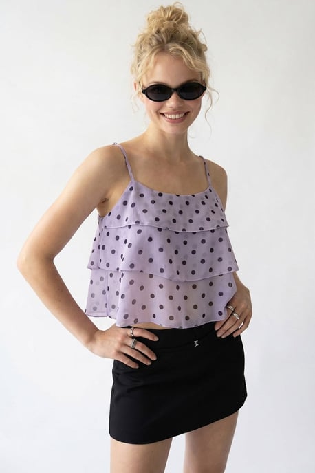 Punkte Chiffon Cropped Top - Image 3