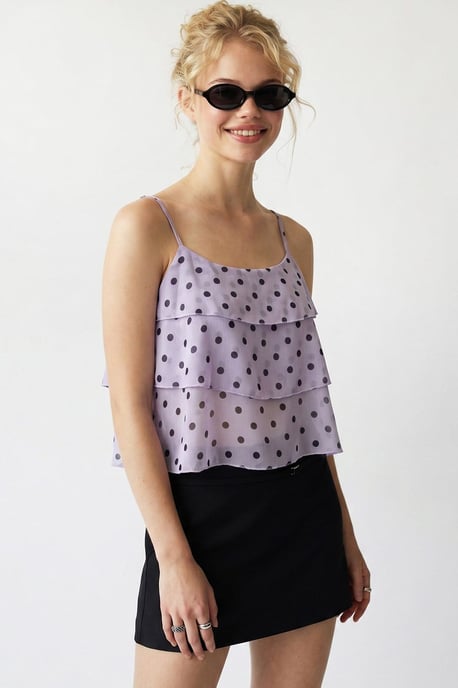 Punkte Chiffon Cropped Top - Image 4