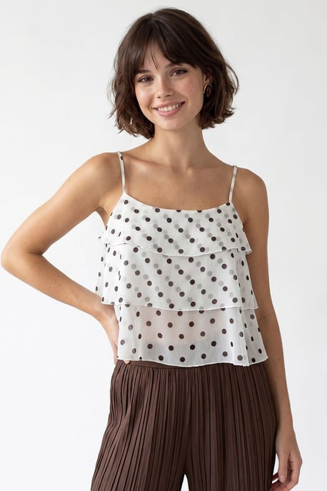 Punkte Chiffon Cropped Top - Image 1