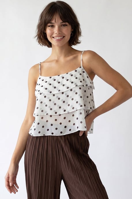Punkte Chiffon Cropped Top - Image 3