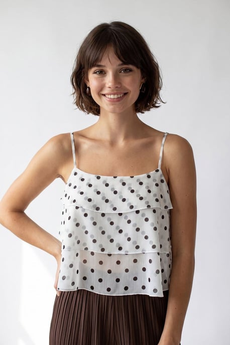 Punkte Chiffon Cropped Top - Image 4