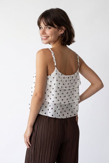Punkte Chiffon Cropped Top - Image 5