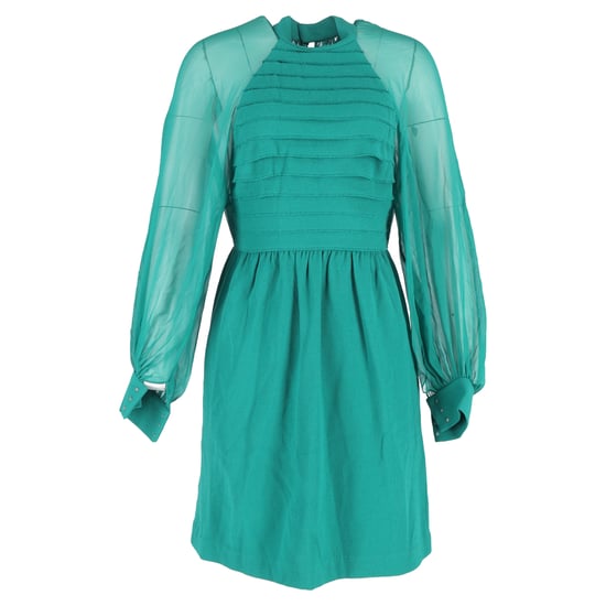 3.1 Phillip Lim Knielanges Kleid mit transparentem Akzent aus grüner Wolle und Seide - Image 1
