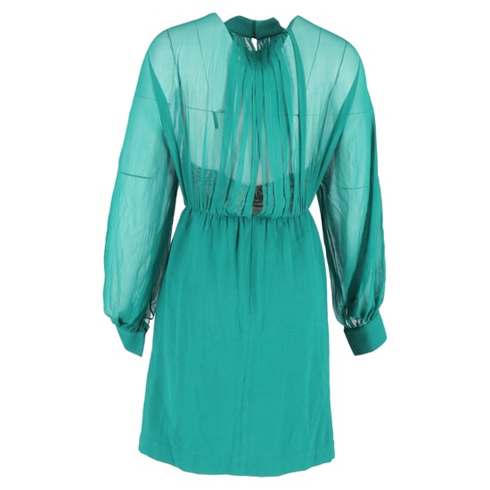 3.1 Phillip Lim Knielanges Kleid mit transparentem Akzent aus grüner Wolle und Seide - Image 3