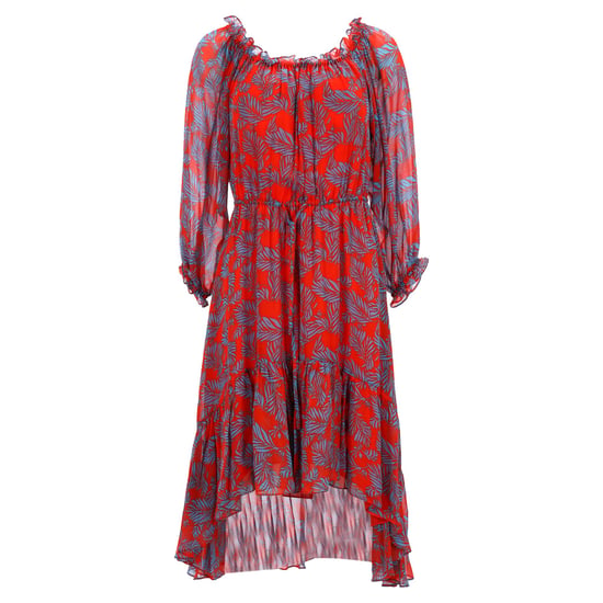 Diane Von Furstenberg – Bedrucktes Midikleid mit Rüschen aus roter Seide - Image 1