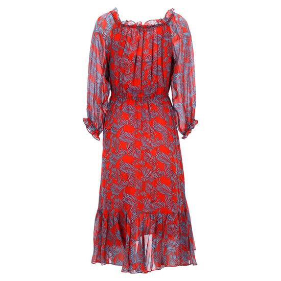 Diane Von Furstenberg – Bedrucktes Midikleid mit Rüschen aus roter Seide - Image 3