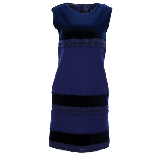 Ärmelloses Etuikleid von Alberta Ferretti in Colorblock-Optik aus blauer Wolle - Image 1