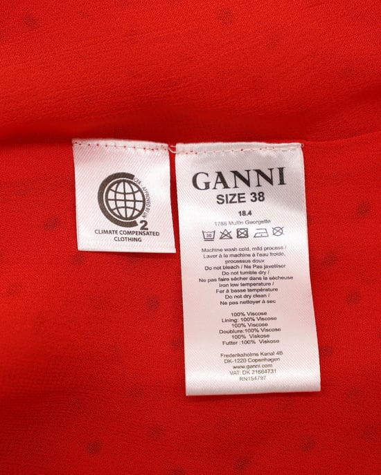 Ganni – Gepunktetes Rüschenkleid aus roter Viskose - Image 5