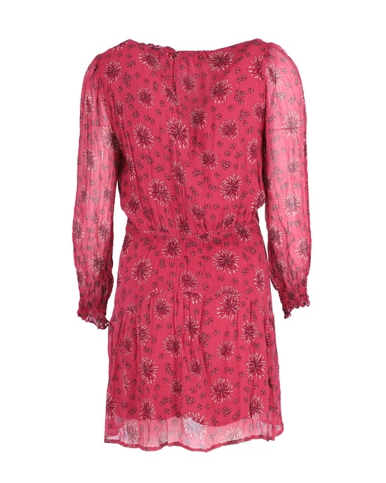 Ba&Sh Kleid mit transparenten Ärmeln und Print aus Viskose - Rot - Image 2