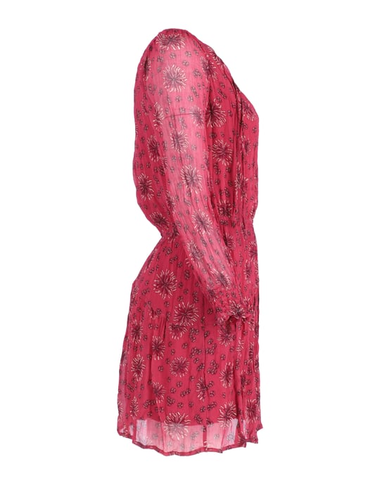 Ba&Sh Kleid mit transparenten Ärmeln und Print aus Viskose - Rot - Image 3