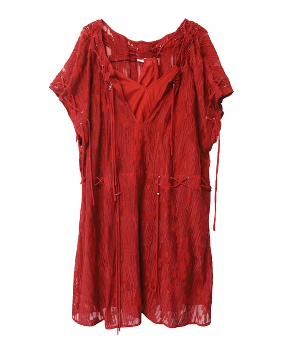 Iro Midikleid mit Schnürung aus Polyester - Rot - Image 5