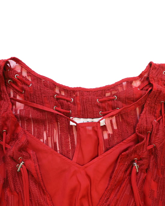 Iro Midikleid mit Schnürung aus Polyester - Rot - Image 6