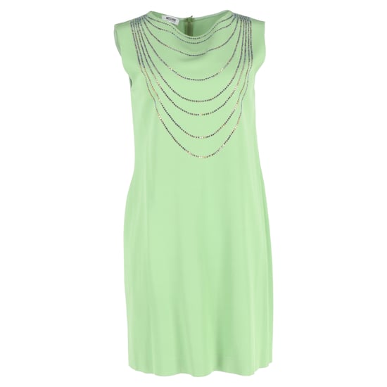 Moschino Günstiges und schickes, verziertes Minikleid aus grüner Seide - Image 1