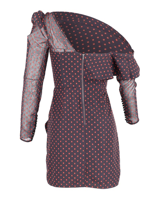 Self-Portrait Plumetis Minikleid aus rotem Polyester mit Print - Image 3