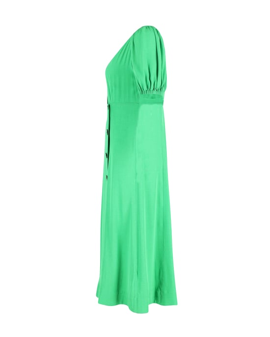 Ganni – Midi-Wickelkleid mit Puffärmeln aus grüner Viskose - Image 2