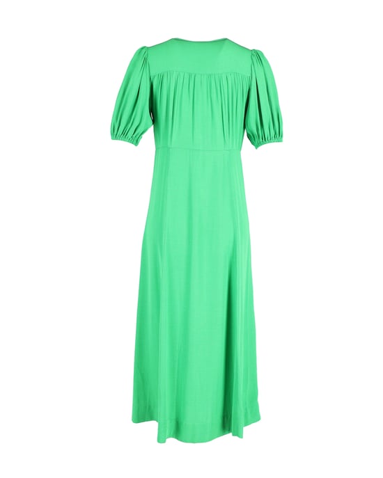Ganni – Midi-Wickelkleid mit Puffärmeln aus grüner Viskose - Image 3