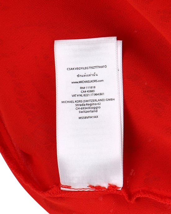 Michael Kors Minikleid mit kurzen Ärmeln aus roter Viskosespitze - Image 5
