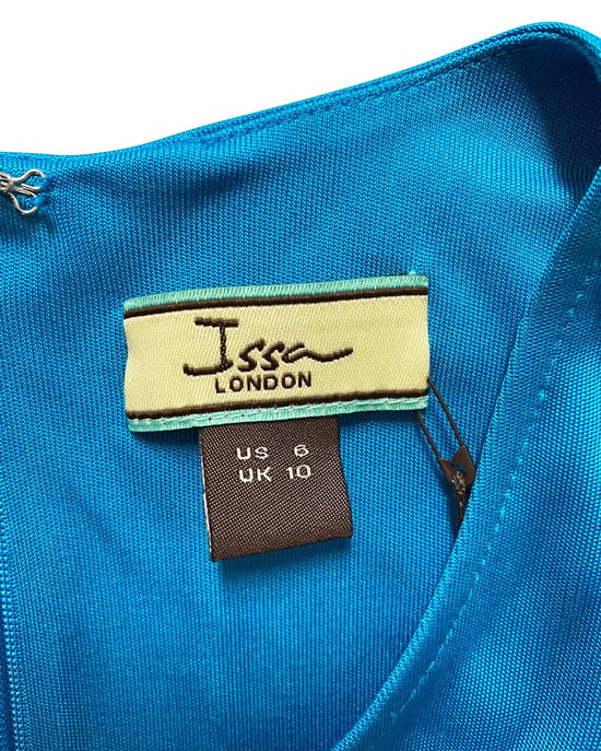Issa London Kleid aus blauer Seide mit Drapierungsgürtel - Image 3