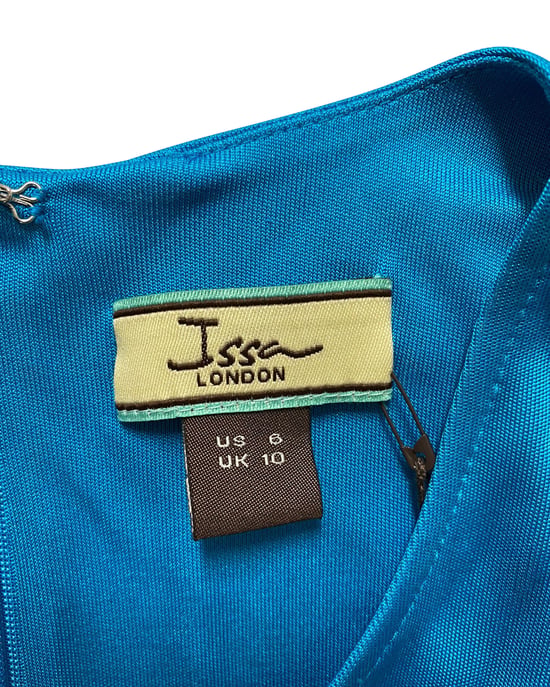 Issa London Kleid aus blauer Seide mit Drapierungsgürtel - Image 4