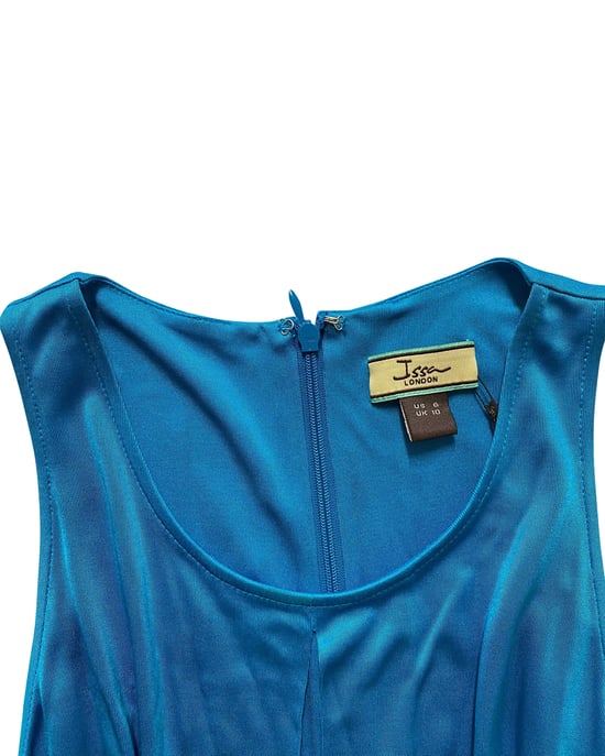 Issa London Kleid aus blauer Seide mit Drapierungsgürtel - Image 5