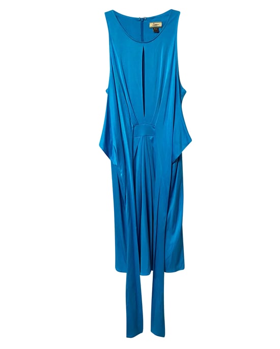 Issa London Kleid aus blauer Seide mit Drapierungsgürtel - Image 6