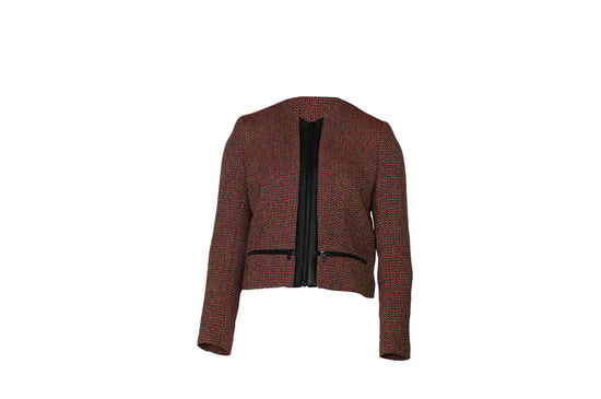 Sandro Paris Tweed-Blazer- und Rock-Set aus roter Baumwolle - Image 1