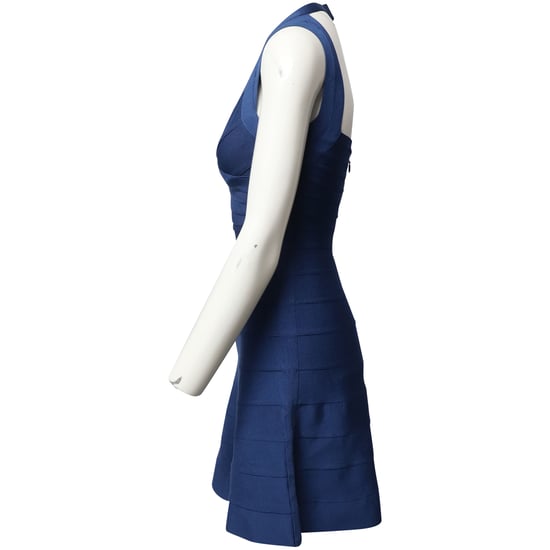Herve Leger Bandagenkleid mit ausgestelltem Saum aus blauem Viskose - Image 2
