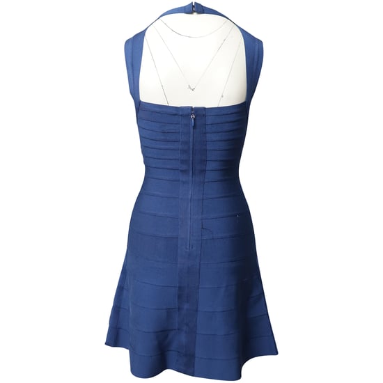 Herve Leger Bandagenkleid mit ausgestelltem Saum aus blauem Viskose - Image 3