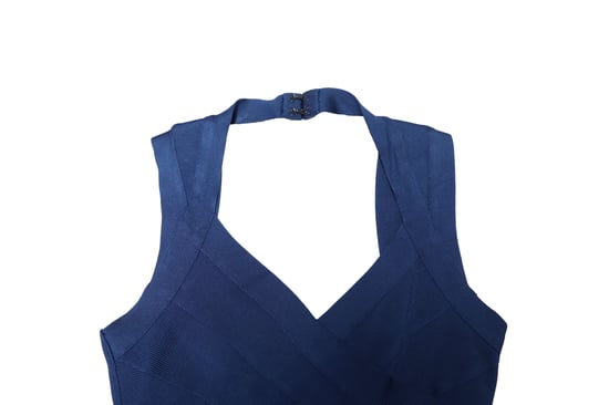 Herve Leger Bandagenkleid mit ausgestelltem Saum aus blauem Viskose - Image 6