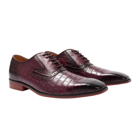 Giorgio - Krokodil Oxford-Schuhe für Herren, Vollnarbenleder (Weinrot) - Image 3