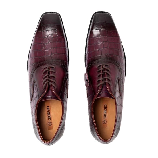 Giorgio - Krokodil Oxford-Schuhe für Herren, Vollnarbenleder (Weinrot) - Image 4