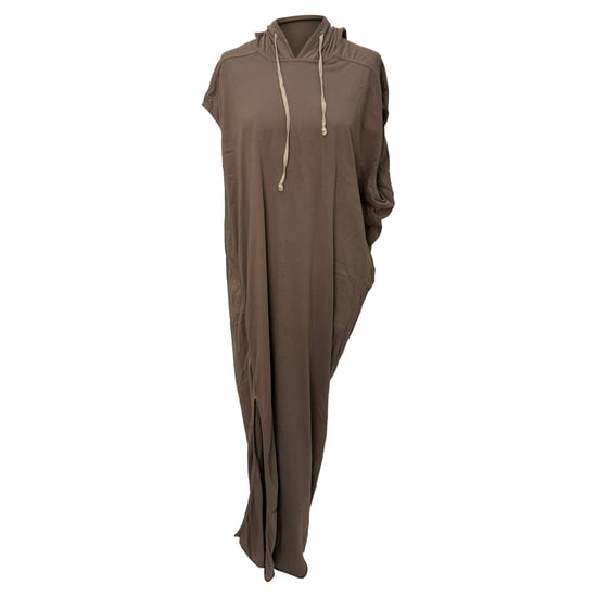 Rick Owens Edfu Kapuzen-Maxikleid aus brauner Baumwolle - Image 1