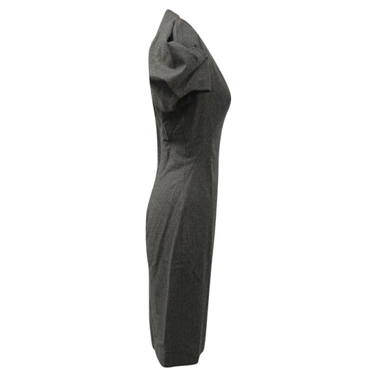 Alexander McQueen Midikleid mit Puffärmeln aus grauer Wolle - Image 2