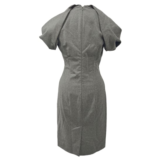 Alexander McQueen Midikleid mit Puffärmeln aus grauer Wolle - Image 3