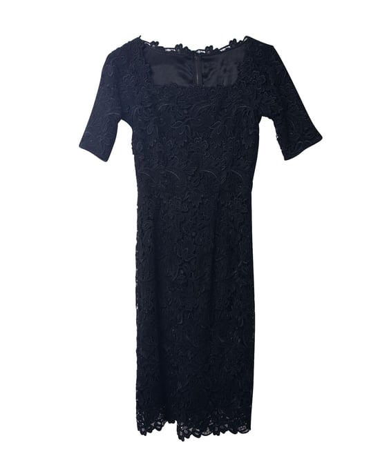 Dolce & Gabbana – Spitzenkleid mit eckigem Ausschnitt aus schwarzer Viskose - Image 4