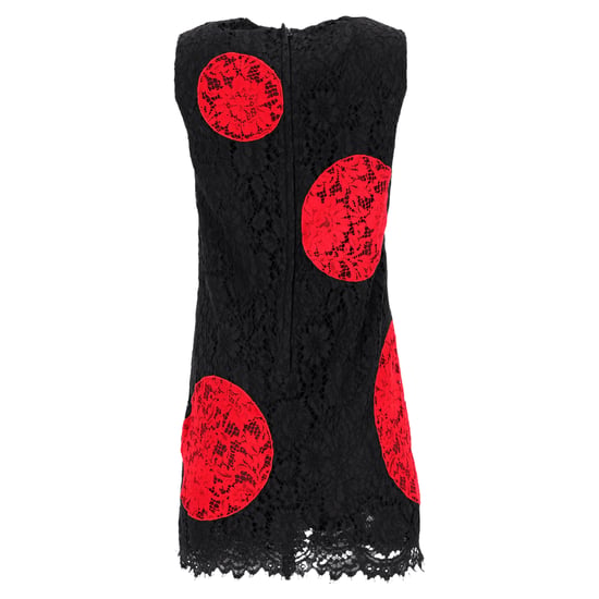 Dolce & Gabbana Minikleid aus schwarzer und roter Baumwolle mit gepunktetem Spitzendetail - Image 3