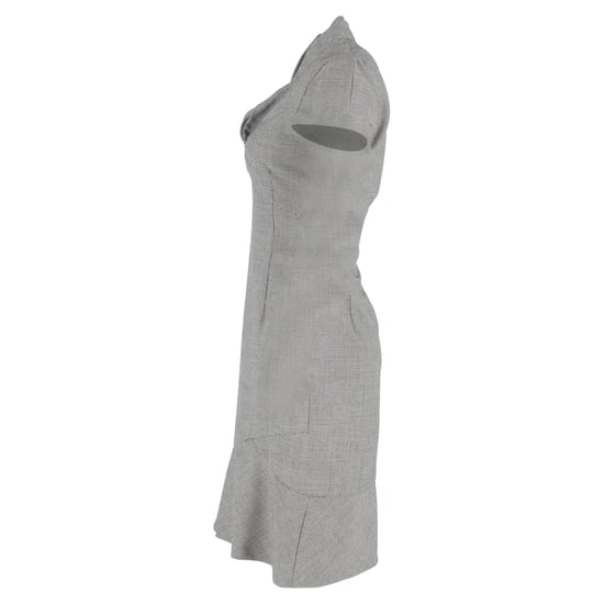 Valentino Garavani gemustertes Kurzarm-Midikleid aus grauer Wolle - Image 2