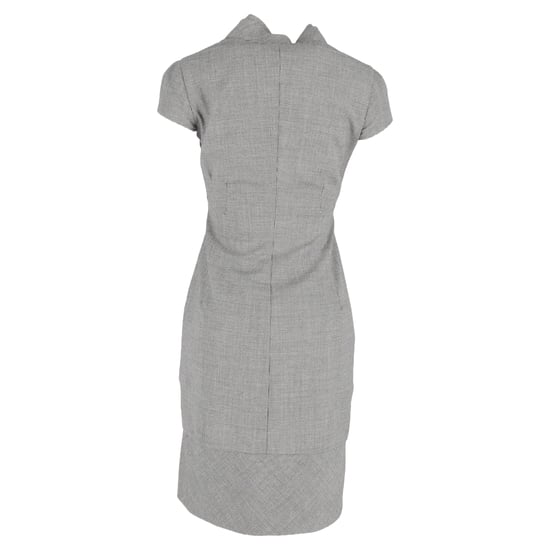 Valentino Garavani gemustertes Kurzarm-Midikleid aus grauer Wolle - Image 3