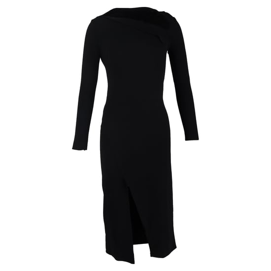 Oscar de la Renta Drapiertes Crêpe-Midikleid aus schwarzer Wolle - Image 1