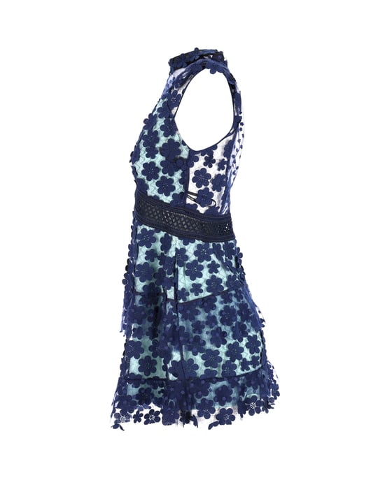 Ärmelloses Rüschenkleid von Self-Portrait aus blauem Polyester - Image 2