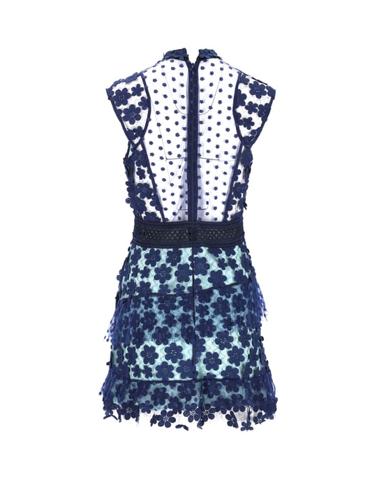 Ärmelloses Rüschenkleid von Self-Portrait aus blauem Polyester - Image 3