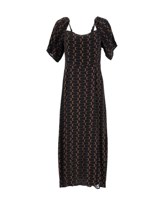 Reformation bedrucktes Midikleid aus schwarzer Viskose - Image 1