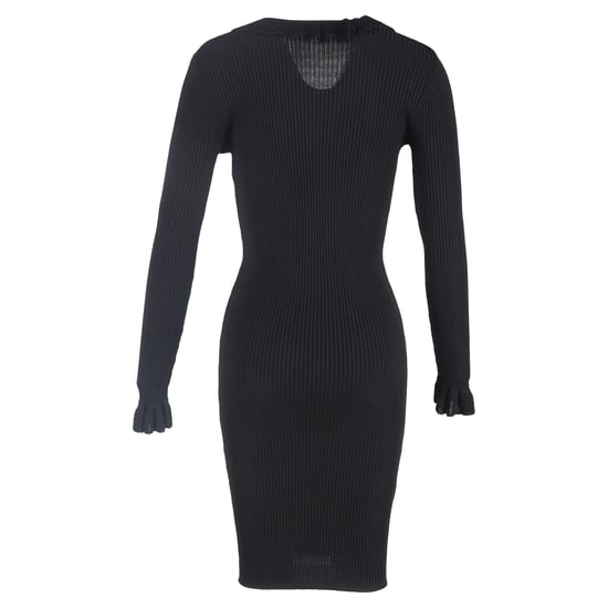Joseph geripptes Midikleid mit Rüschen aus schwarzer Wolle - Image 3