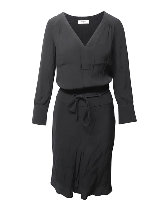 Ba&sh Langarm-Midikleid aus schwarzer Viskose - Image 1