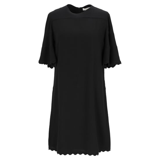 Chloé Kleid mit Muschelkanten-Detail in Knielänge aus schwarzem Acetat - Image 1